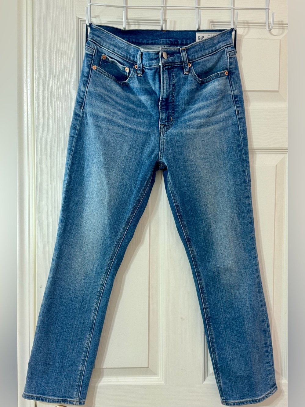 GAP Vintage Slim High Rise Jeans 29/8 Short Medium Wash Stretch Denim